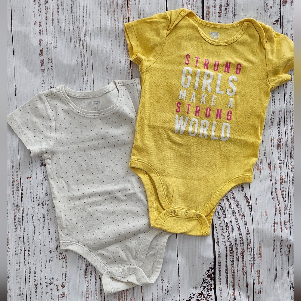 Old Navy Yellow and White Baby One Pieces